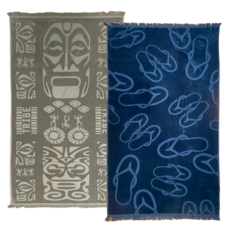 Pack Promo Serviettes de plage éponge velours Jacquard Izapa Zapato - Le comptoir de la plage