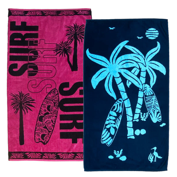Pack Serviettes de plage éponge velours Jacquard Kisos Aurora - Le comptoir de la plage