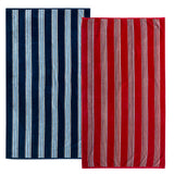 Pack Serviettes de plage coton Milonga Marine et Rouge - Le comptoir de la plage