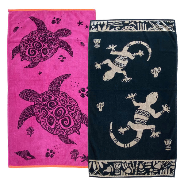 Pack Serviettes de plage éponge velours Jacquard Asha Sakari - Le comptoir de la plage