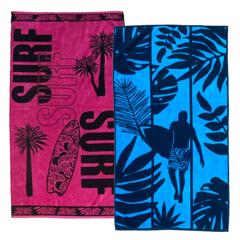 Pack Serviettes de plage éponge velours Jacquard Wapi Aurora - Le comptoir de la plage