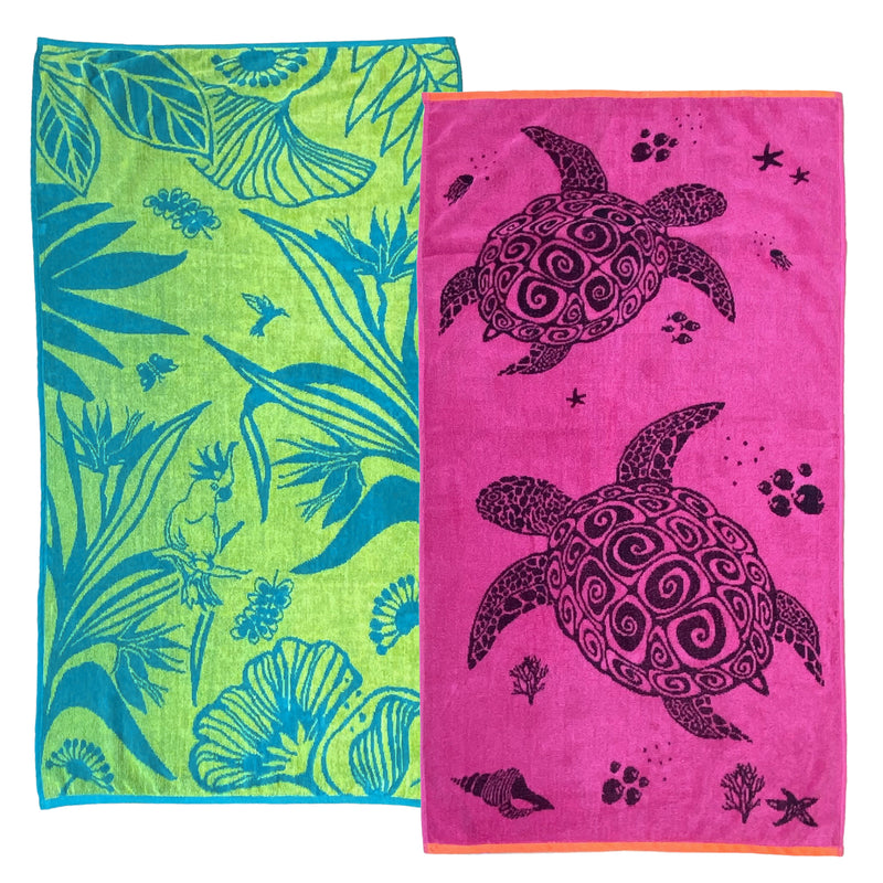 Pack Serviettes de plage éponge velours Jacquard Tawana Asha - Le comptoir de la plage