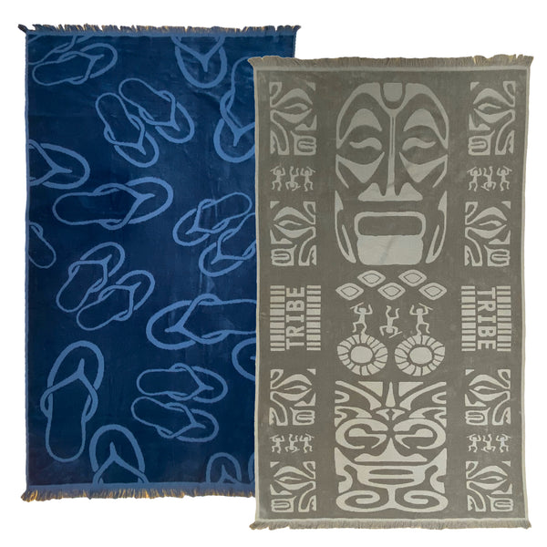 Pack Promo Serviettes de plage éponge velours Jacquard Zapato Izapa - Le comptoir de la plage