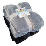 Pack promo plaids polaires imitation mouton gris clair et noir - Le comptoir de la plage