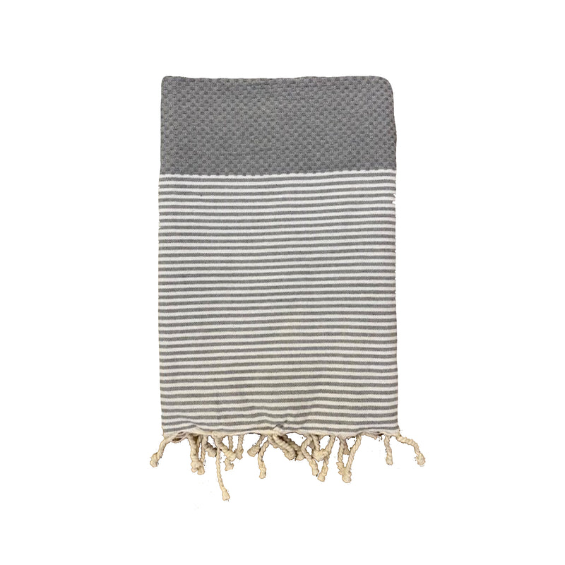 Fouta plate nid d'abeille Mikanda gris - Le comptoir de la plage
