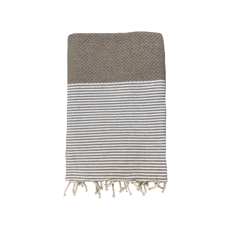 Fouta plate nid d'abeille Mikanda taupe - Le comptoir de la plage