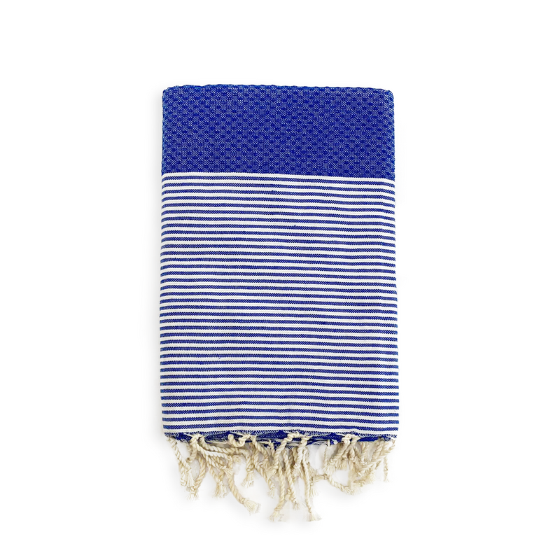 Fouta plate nid d'abeille Mikanda bleue- Le comptoir de la plage