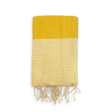 Fouta plate nid d'abeille Mikanda jaune - Le comptoir de la plage