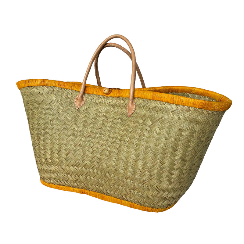 Panier artisanal jaune Feston - Le comptoir de la plage