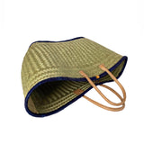 Grand panier artisanal bleu marine Feston - Le comptoir de la plage