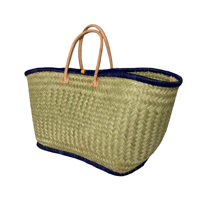 Panier artisanal bleu marine Feston - Le comptoir de la plage