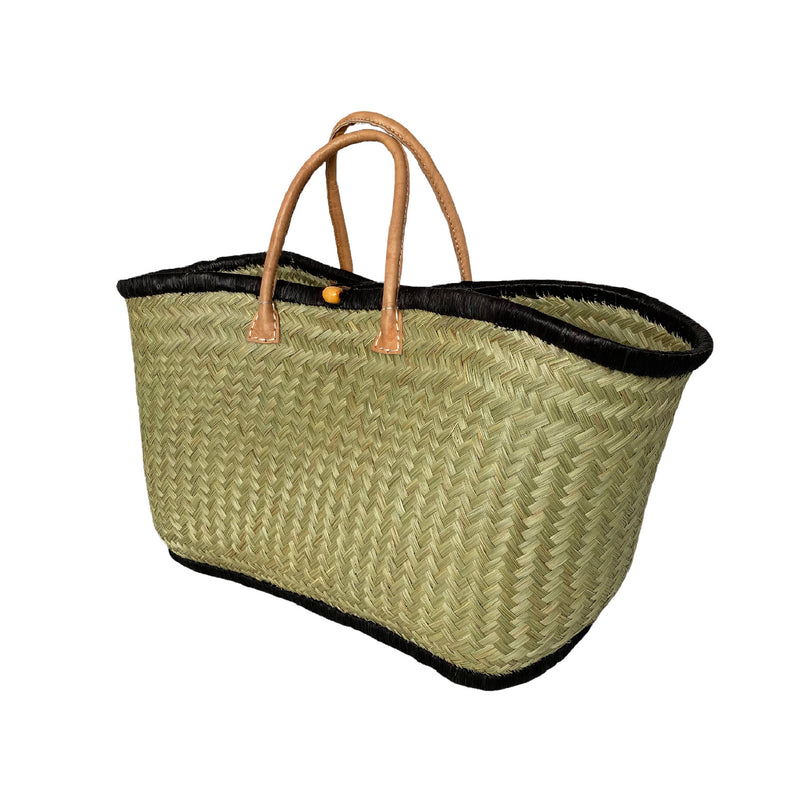 Panier artisanal noir Feston - Le comptoir de la plage