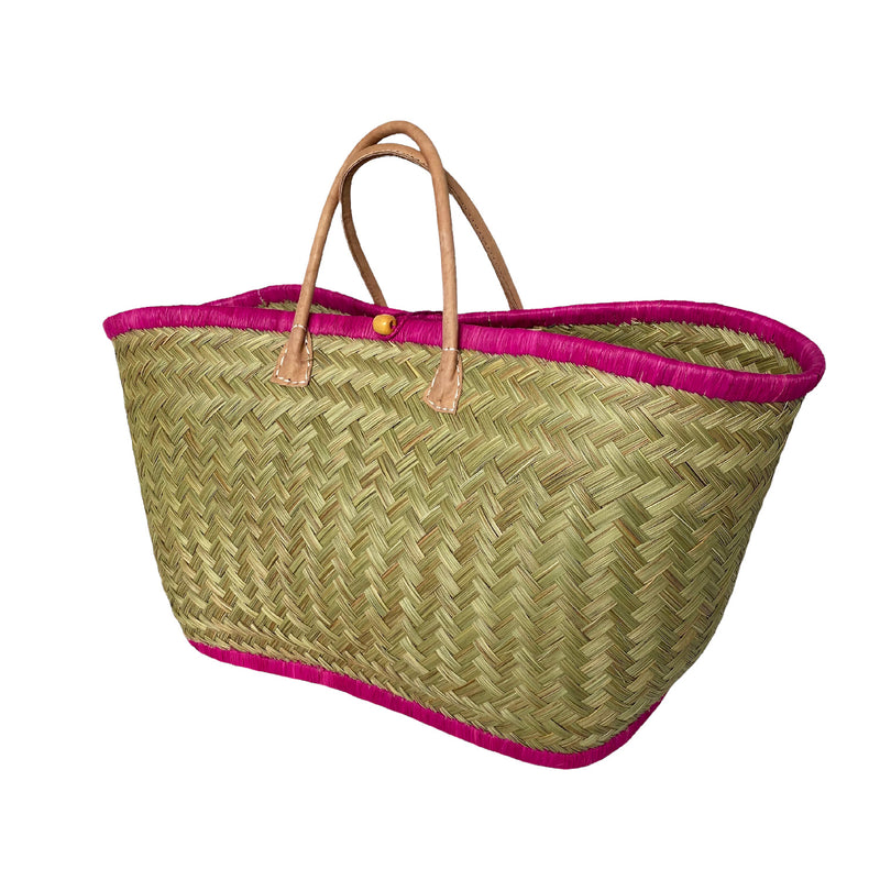Panier artisanal rose fuchsia Feston - Le comptoir de la plage