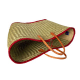 Grand panier artisanal rouge Feston - Le comptoir de la plage