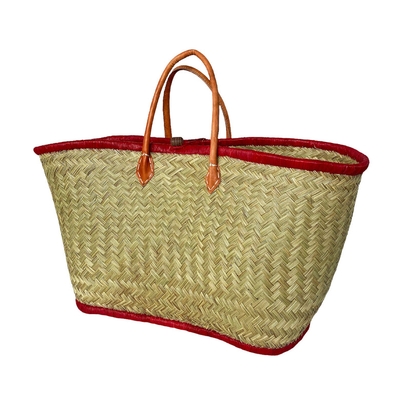 Panier artisanal rouge Feston - Le comptoir de la plage