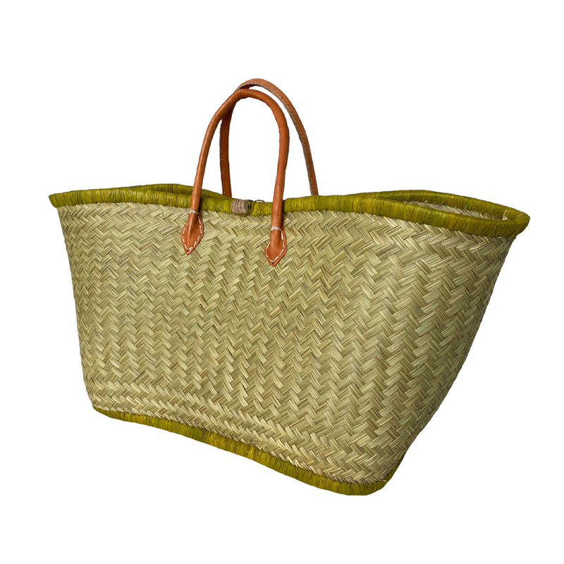 Panier artisanal vert Feston - Le comptoir de la plage