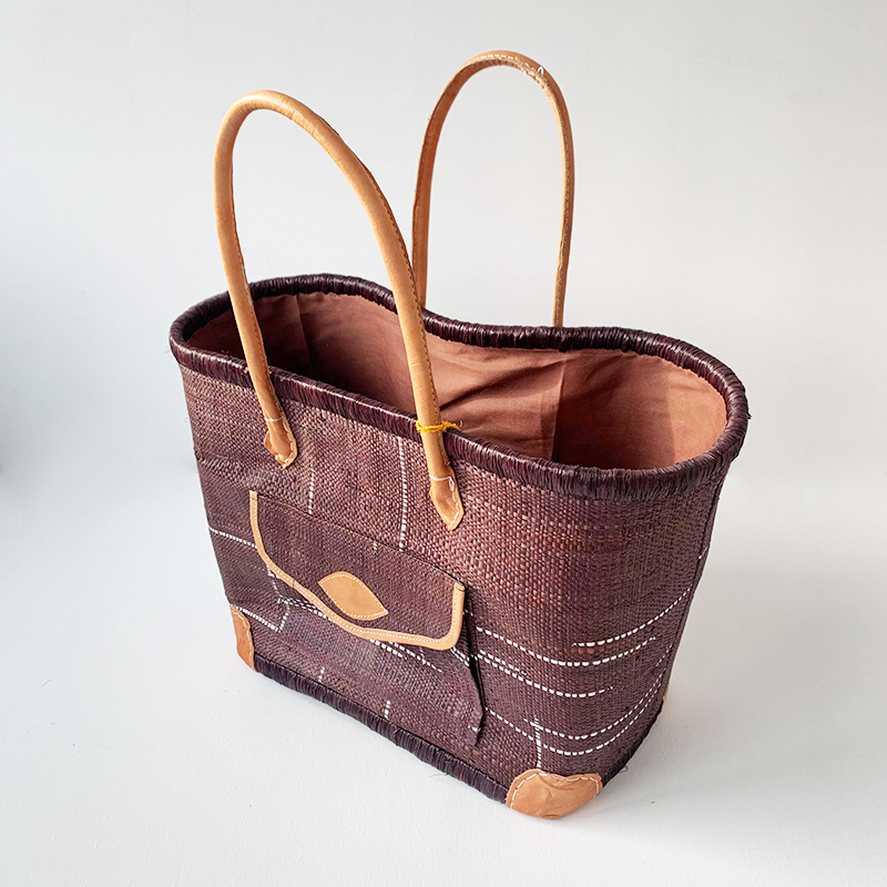 Panier artisanal Manjopika avec pochon et poche extérieure
