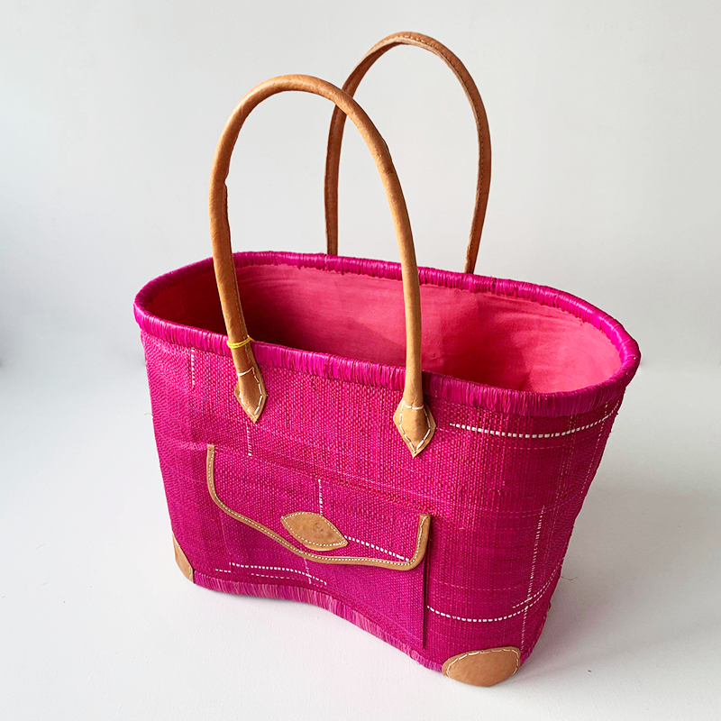 Panier artisanal Manjopika avec pochon et poche extérieure
