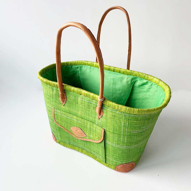 Panier artisanal Manjopika avec pochon et poche extérieure
