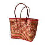 Panier artisanal Rayas rouge - Le comptoir de la plage