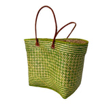 Panier artisanal Rayas vert - Le comptoir de la plage