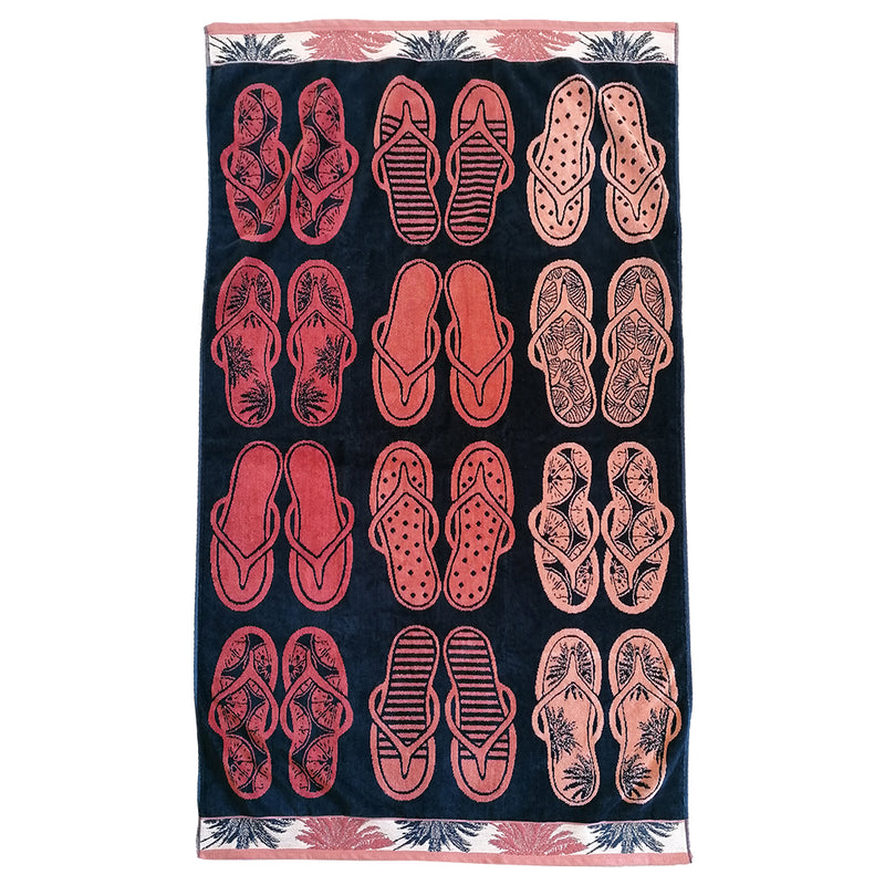 Serviette de plage Sandala - 100x175 cm 470 g/m² - Éponge velours Jacquard - Thème Plage - 100 % Coton - LE COMPTOIR DE LA PLAGE