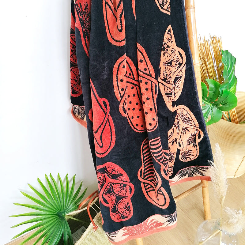 Serviette de plage éponge Velours Jacquard Sandala - Taille L