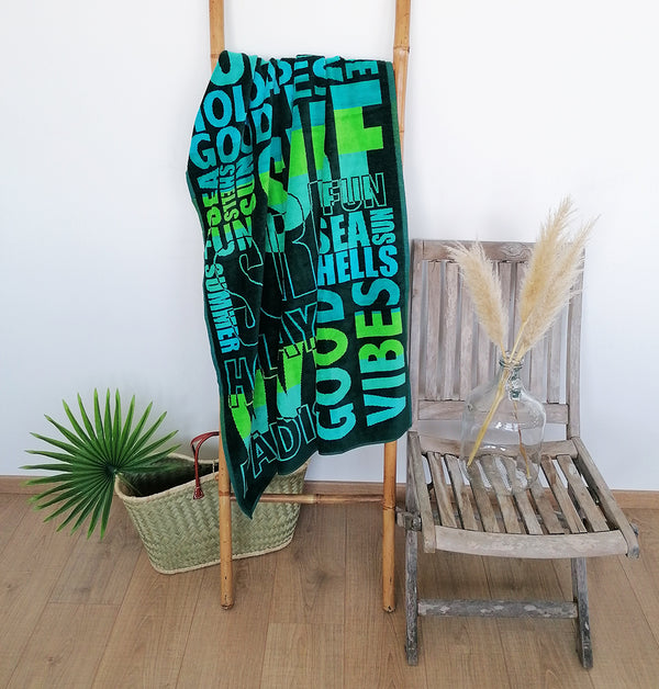 Serviette de plage en coton Surfy, large - Le comptoir de la plage