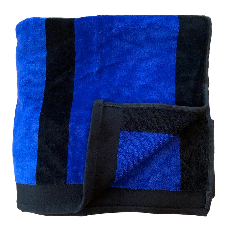Serviette de plage éponge Velours Jacquard Happy Blue, extra large - Le comptoir de la plage