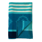 Serviette de plage bleu éponge Velours Jacquard Razao - Le comptoir de la plage