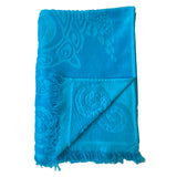 Serviette de plage bleue éponge Velours Jacquard Cozumel - Le comptoir de la plage