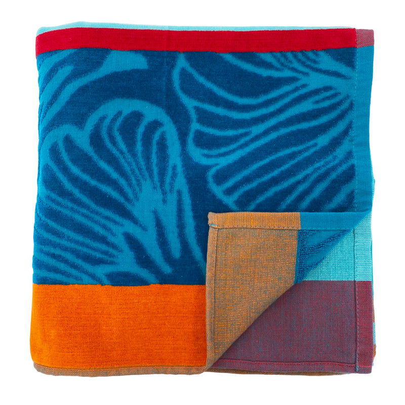 Serviette de bain en coton bleu Gregorio - Le comptoir de la plage