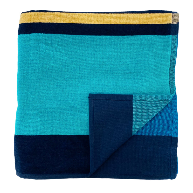 Serviette de bain en coton bleu Marindia - Le comptoir de la plage