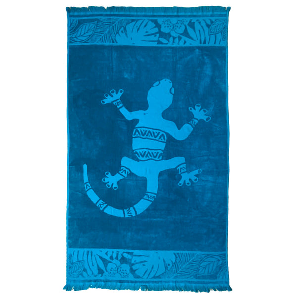 Serviette de plage en coton bleu Kariba, large - Le comptoir de la plage