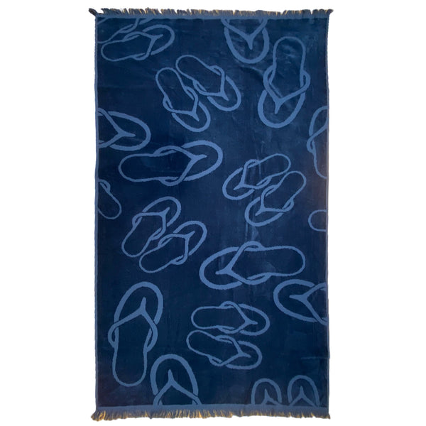 Drap de bain en coton bleu Zapato - Le comptoir de la plage