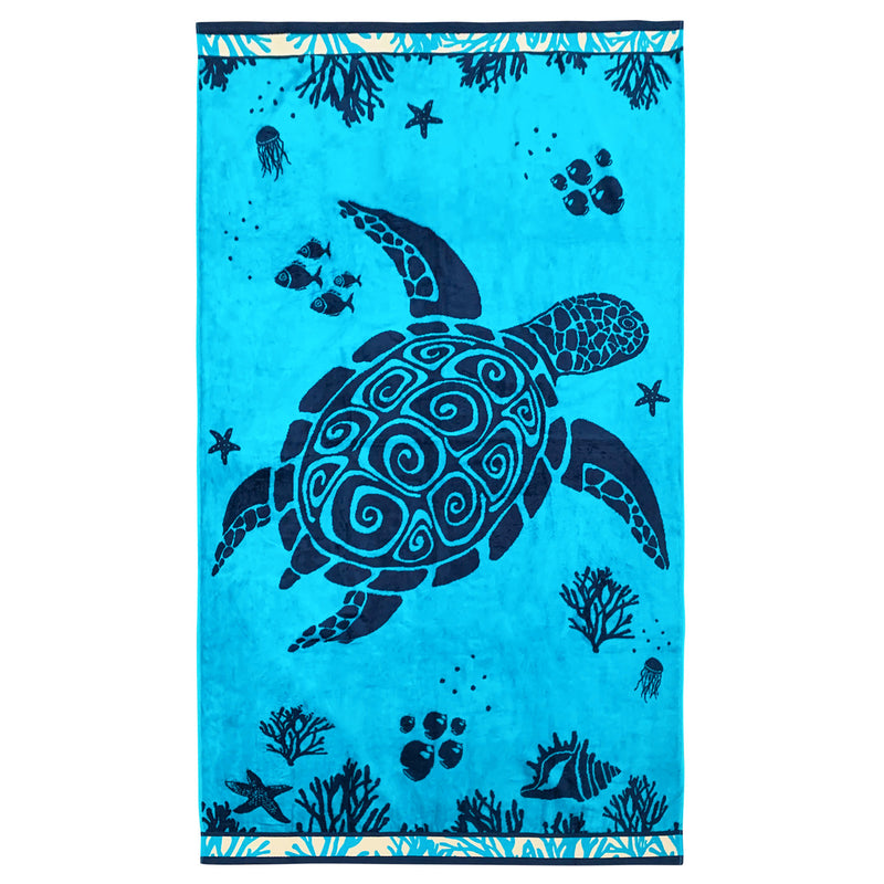 Serviette de plage bleu coton Princesa - Le comptoir de la plage