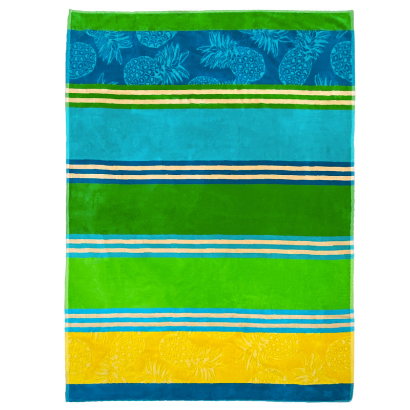 Serviette de plage en coton jaune et verte Ikaria - Le comptoir de la plage