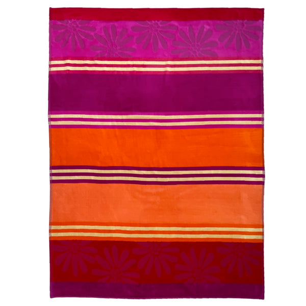 Serviette de plage en coton orange et rose Marga - Le comptoir de la plage