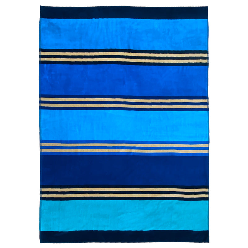 Serviette de plage en coton bleu Marindia - Le comptoir de la plage