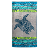 Serviette de plage Playamar - 95x175 cm 440 g/m² - Éponge velours Jacquard - Motif Tortue - 100 % Coton - LE COMPTOIR DE LA PLAGE