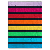 Serviette de plage Indra - 140x180 cm 400 g/m² - Éponge velours Jacquard - Motifs Larges rayures multicolores – 100% Coton - LE COMPTOIR DE LA PLAGE