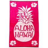 Serviette de plage Hawai - 90x170 cm 440 g/m² - Éponge velours Jacquard - Motif Exotique - 100 % Coton - LE COMPTOIR DE LA PLAGE