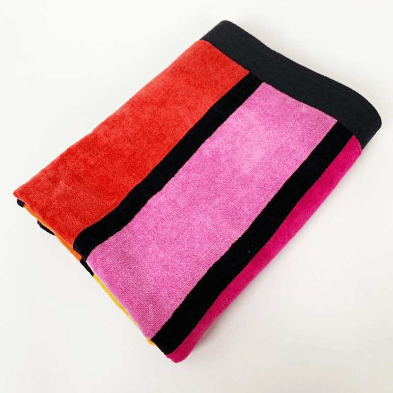 Serviette de plage éponge velours Jacquard Happy Chic, taille large - Le comptoir de la plage