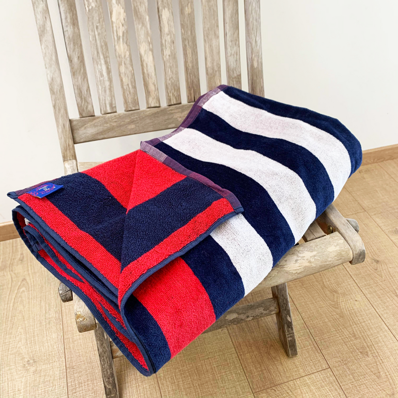 Serviette de plage éponge velours Jacquard Kirby, extra large - Le comptoir de la plage