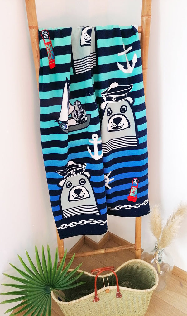 Serviette de plage pour enfant microfibre Teddy - Le comptoir de la plage