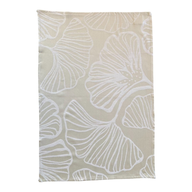 Lot de 2 Duos de  torchons assortis bicolores beige Ginkos 50 x 70