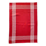Lot de 2 Duos de torchons assortis bicolores rayés rouge 50 x 70