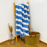 Drap de bain fouta plate traditionnelle rayée Transat bleue - Le comptoir de la plage