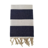 Fouta plate traditionnelle rayée Transat bleue marine - Le comptoir de la plage