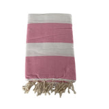 Fouta plate traditionnelle rayée Transat rose - Le comptoir de la plage